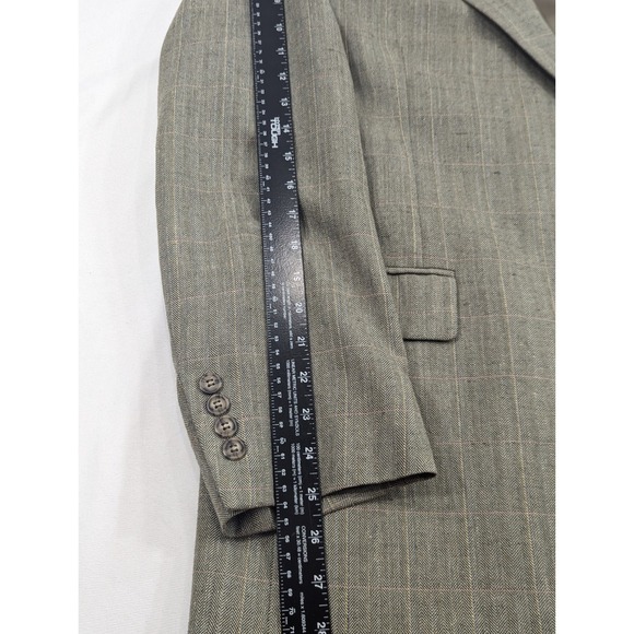 Jos. A. Bank Blazer Coat Sports Suit Jacket Wool/Linen/Silk 46R 50" Graph Check - Picture 12 of 13